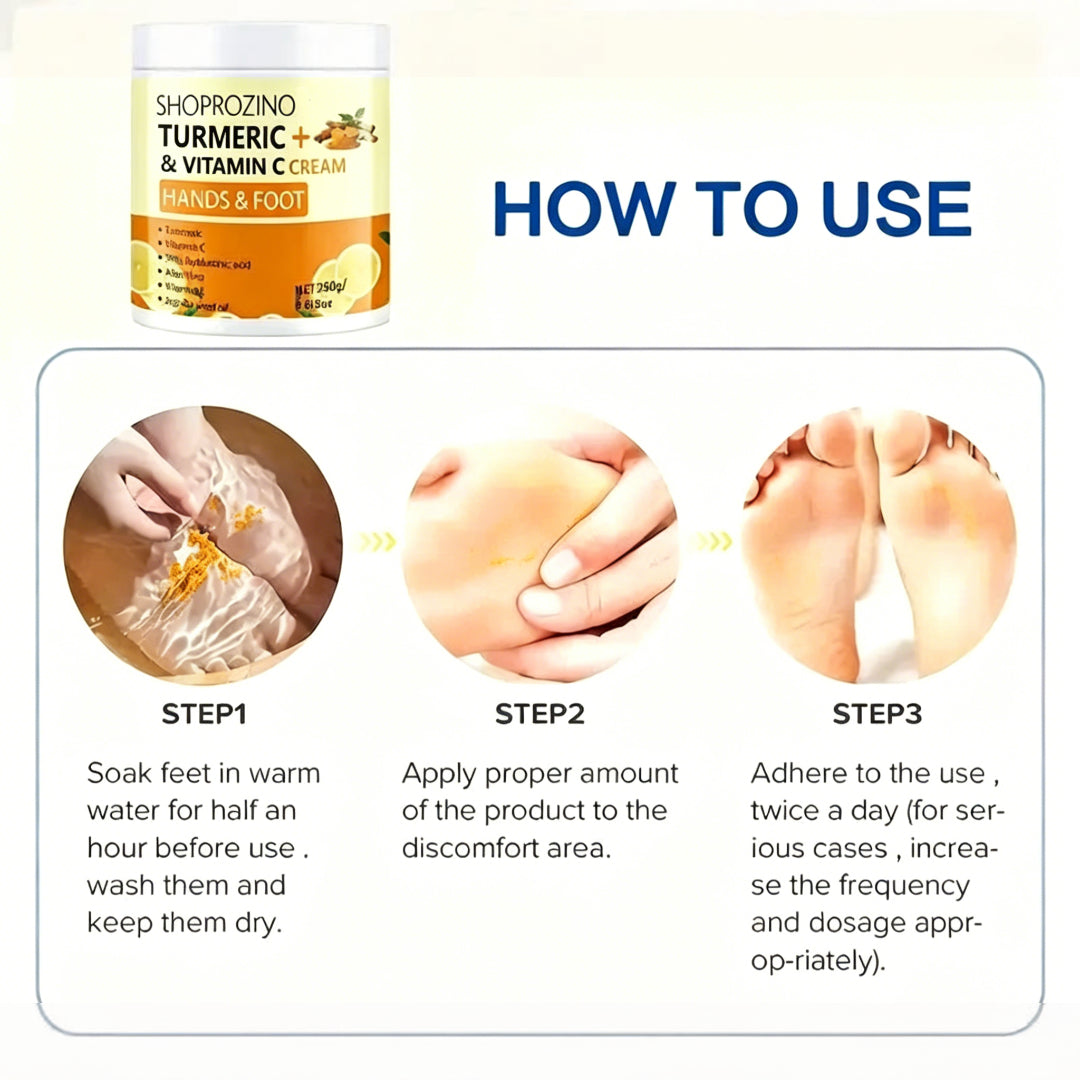SHOPROZINO™ Hand and Foot Cream Turmeric & Vitamin C-250g – Hypoallergenic