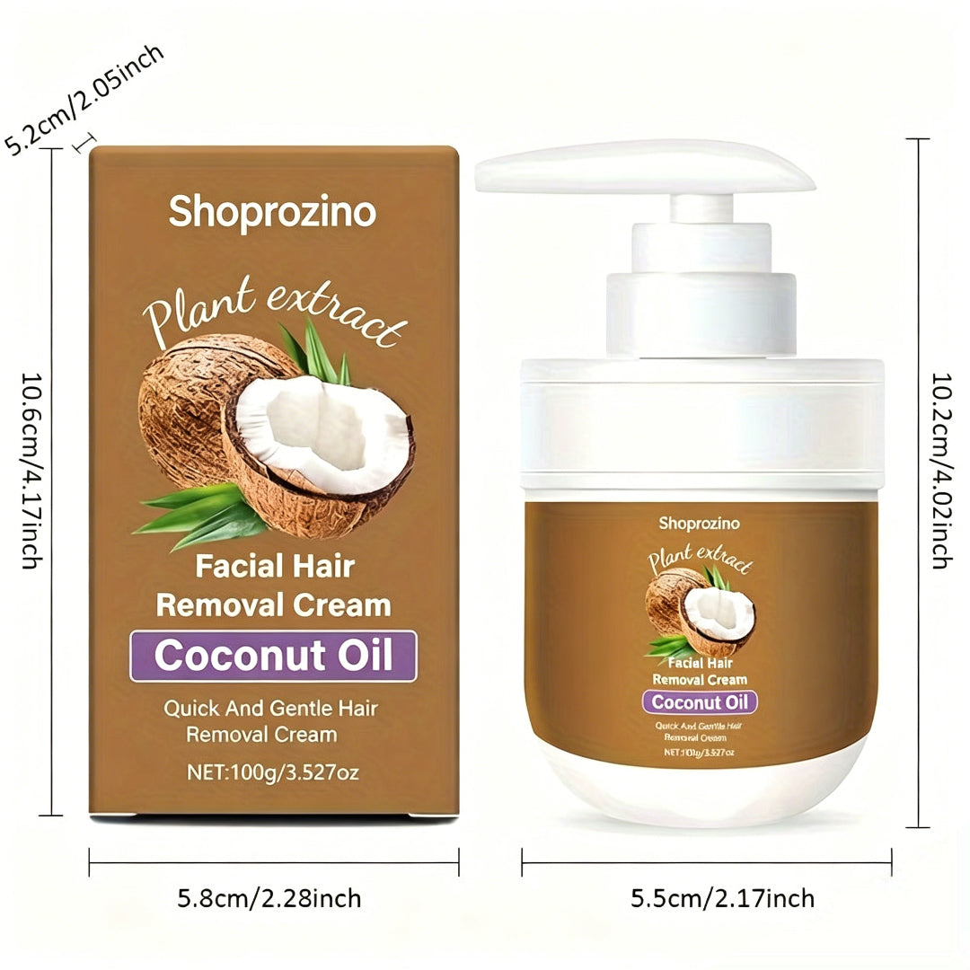 SHOPROZINO Coconut Hair Removal Cream – Fast-Acting, Hypoallergenic Formula for Lips, Legs, Arms & Underarms