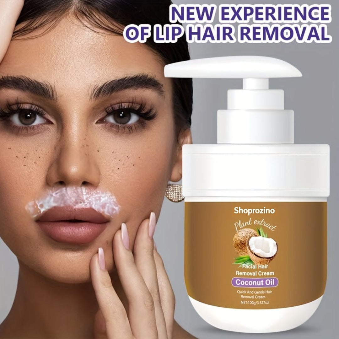 SHOPROZINO Coconut Hair Removal Cream – Fast-Acting, Hypoallergenic Formula for Lips, Legs, Arms & Underarms