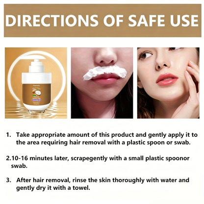 SHOPROZINO Coconut Hair Removal Cream – Fast-Acting, Hypoallergenic Formula for Lips, Legs, Arms & Underarms