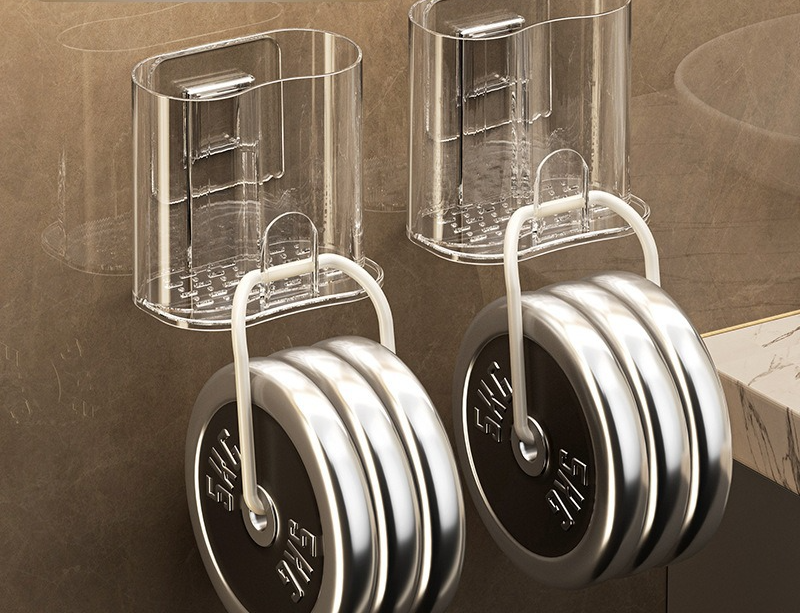 Wall-mounted toothbrush and cup holder, no-drill toothbrush and cup set, bathroom wall-mounted toothbrush storage.