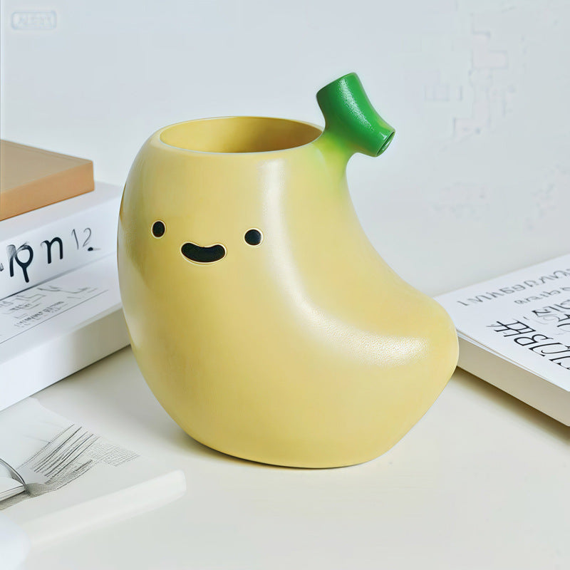 Cute banana pen holder, desktop makeup brush storage ornament, decoration
