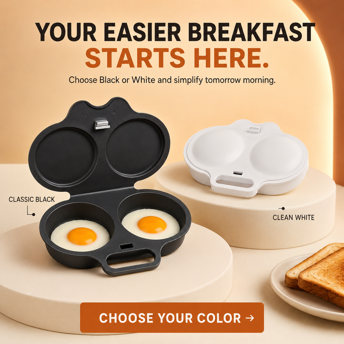 Black and white 2-Egg Microwave Poacher color options
