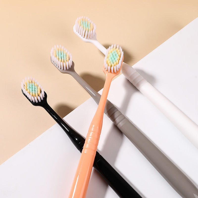New Simple Soft Bristle Toothbrush for Students, Adults, and Home Use - Manual Double Cleaning Toothbrush